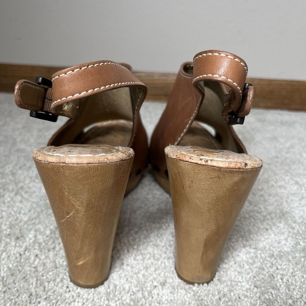 Sam Edelman Camilla Slingback Wedge Sandal Wo 7.5 Studded Brown Leather Platform - Picture 8 of 11